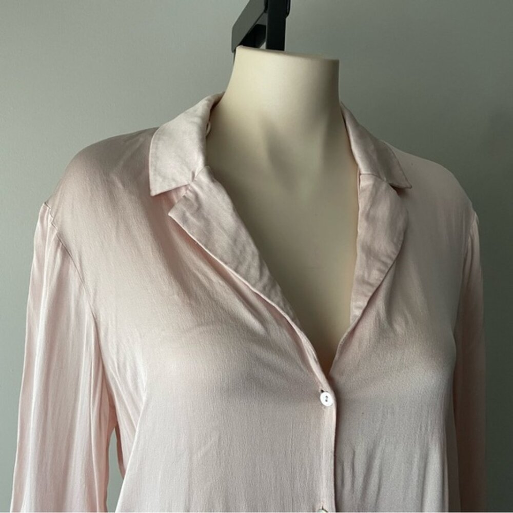 MNG Silky 100% Viscose Button Down Blouse Drapey Pink Size 10 Medium Large - Picture 3 of 9